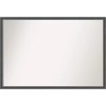 36 in. W x 24 in. H Rectangle Framed Black Silver Thin Bathroom Vanity Mirror - Image 2