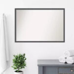 36 in. W x 24 in. H Rectangle Framed Black Silver Thin Bathroom Vanity Mirror - Image 9