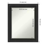 24" x 30" Non-Beveled Ridge Black Wall Mirror - Image 9