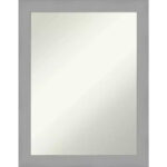 22" x 28" Non-Beveled Brushed Nickel Wall Mirror - Modern Rectangle, Includes Mounting Hardware - Image 2