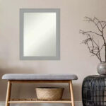 22" x 28" Non-Beveled Brushed Nickel Wall Mirror - Modern Rectangle, Includes Mounting Hardware - Image 7
