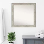 31" x 31" Square Non-Beveled Wall Mirror with Crackled Metallic Frame - Image 8