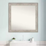 31" x 31" Square Non-Beveled Wall Mirror with Crackled Metallic Frame - Image 9
