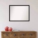 30" x 24" Non-Beveled Rectangle Framed Bathroom Wall Mirror, Jet Black