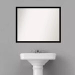30" x 24" Non-Beveled Rectangle Framed Bathroom Wall Mirror, Jet Black - Image 8