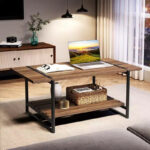41 Inch Double Tiered Coffee Table with Storage Shelves - Image 10