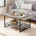 41 Inch Double Tiered Coffee Table with Storage Shelves - Image 23