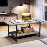 41 Inch Double Tiered Coffee Table with Storage Shelves - Image 24