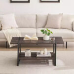 41 Inch Double Tiered Coffee Table with Storage Shelves - Image 3