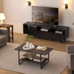 41 Inch Double Tiered Coffee Table with Storage Shelves - Image 8