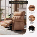 Oversized Manual Recliner Chair with Side Pocket and Faux Leather Upholstery - Image 12