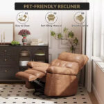 Oversized Manual Recliner Chair with Side Pocket and Faux Leather Upholstery - Image 14