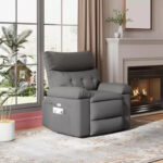 Oversized Manual Recliner Chair with Side Pocket and Faux Leather Upholstery - Image 18