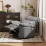 Oversized Manual Recliner Chair with Side Pocket and Faux Leather Upholstery - Image 19