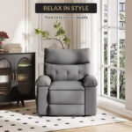Oversized Manual Recliner Chair with Side Pocket and Faux Leather Upholstery - Image 21