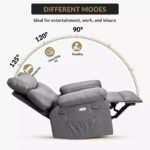 Oversized Manual Recliner Chair with Side Pocket and Faux Leather Upholstery - Image 23