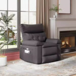 Oversized Manual Recliner Chair with Side Pocket and Faux Leather Upholstery - Image 26