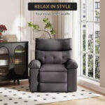 Oversized Manual Recliner Chair with Side Pocket and Faux Leather Upholstery - Image 29