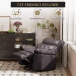 Oversized Manual Recliner Chair with Side Pocket and Faux Leather Upholstery - Image 30
