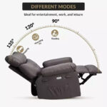Oversized Manual Recliner Chair with Side Pocket and Faux Leather Upholstery - Image 31