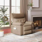 Oversized Manual Recliner Chair with Side Pocket and Faux Leather Upholstery - Image 34