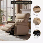 Oversized Manual Recliner Chair with Side Pocket and Faux Leather Upholstery - Image 36