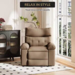 Oversized Manual Recliner Chair with Side Pocket and Faux Leather Upholstery - Image 37
