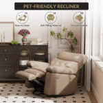 Oversized Manual Recliner Chair with Side Pocket and Faux Leather Upholstery - Image 38