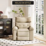 Oversized Manual Recliner Chair with Side Pocket and Faux Leather Upholstery - Image 5