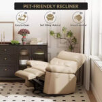 Oversized Manual Recliner Chair with Side Pocket and Faux Leather Upholstery - Image 6
