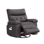 Oversized Manual Recliner Chair with Side Pocket and Faux Leather Upholstery - Image 25