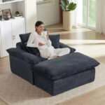 Oversized Chaise Lounge Chair with Ottoman and Pillows - Image 4