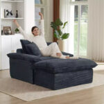Oversized Chaise Lounge Chair with Ottoman and Pillows - Image 6