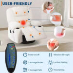 Swivel Recliner Chair with Vibration Massage and Heating Function - Image 3