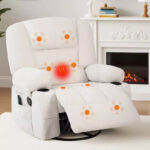 Swivel Recliner Chair with Vibration Massage and Heating Function