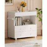 Wooden Baby Changing Table with 2 Drawers