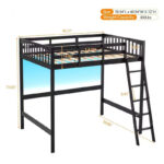Solid Wood Loft Bed Twin/Full Size with USB Charging Station, LED Lights, Flat Rungs, Wood Slat Support, No Box Spring Needed - Image 4