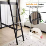 Solid Wood Loft Bed Twin/Full Size with USB Charging Station, LED Lights, Flat Rungs, Wood Slat Support, No Box Spring Needed - Image 5