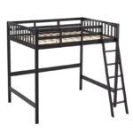 Solid Wood Loft Bed Twin/Full Size with USB Charging Station, LED Lights, Flat Rungs, Wood Slat Support, No Box Spring Needed - Image 8