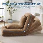 64.9'' 5-Position Adjustable Floor Sofa Bed, Upholstered Lounger for Adults & Pets, Foldable Lazy Couch - Image 19