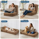64.9'' 5-Position Adjustable Floor Sofa Bed, Upholstered Lounger for Adults & Pets, Foldable Lazy Couch - Image 20