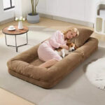 64.9'' 5-Position Adjustable Floor Sofa Bed, Upholstered Lounger for Adults & Pets, Foldable Lazy Couch - Image 23
