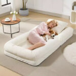 64.9'' 5-Position Adjustable Floor Sofa Bed, Upholstered Lounger for Adults & Pets, Foldable Lazy Couch - Image 8