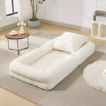 64.9'' 5-Position Adjustable Floor Sofa Bed, Upholstered Lounger for Adults & Pets, Foldable Lazy Couch