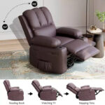 Manual Recliner Chair for Adults - PU Leather Single Sofa with Wide Seat for Living Room - Image 16