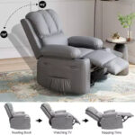Manual Recliner Chair for Adults - PU Leather Single Sofa with Wide Seat for Living Room - Image 24