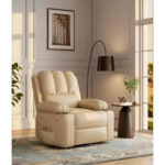 Manual Recliner Chair for Adults - PU Leather Single Sofa with Wide Seat for Living Room