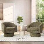 Swivel Accent Barrel Chair with Chenille Fabric Upholstery - Image 10