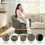 Swivel Accent Barrel Chair with Chenille Fabric Upholstery - Image 13
