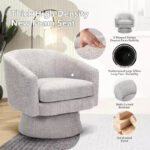 Swivel Accent Barrel Chair with Chenille Fabric Upholstery - Image 17